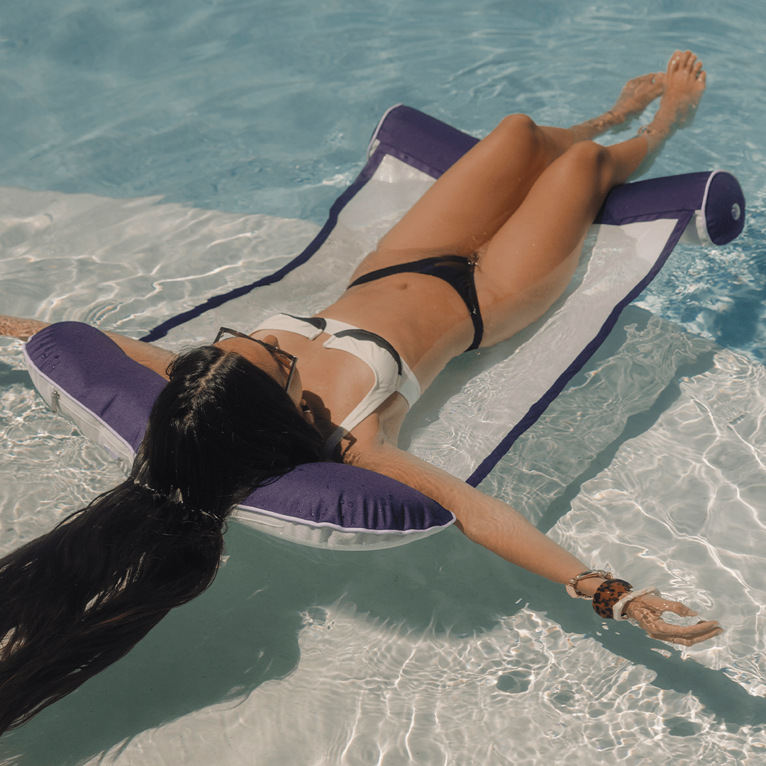 Classic Navy Fabric Covered Hammock Pool Float