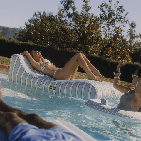 Fabric Covered Pool Float Blue, White and Red