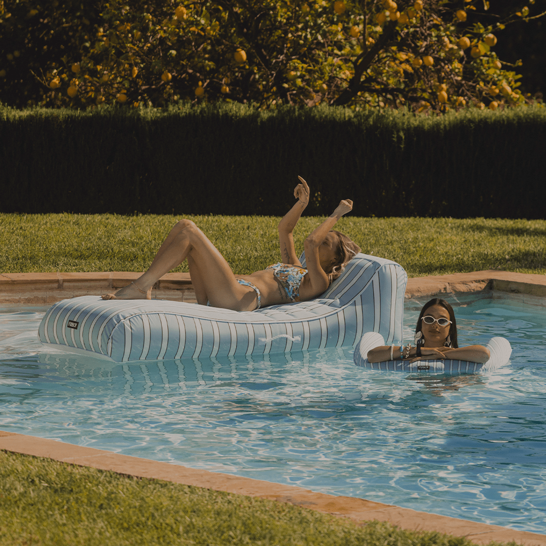 Fabric Covered Pool Float Blue, White and Red