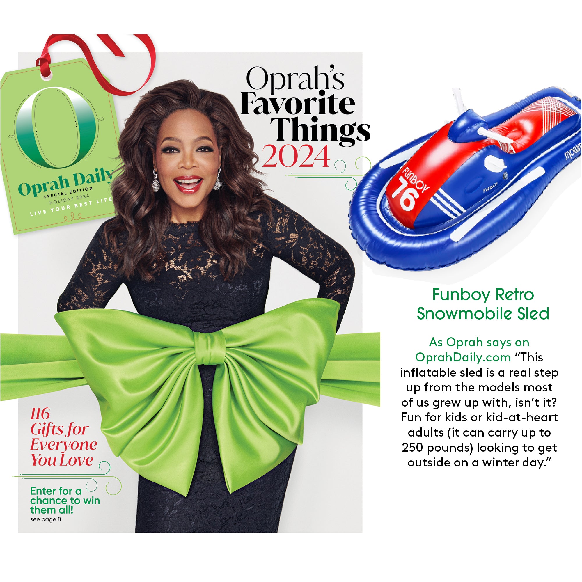 Oprah's Favorite Things 2024 FUNBOY Retro Snowmobile Sled