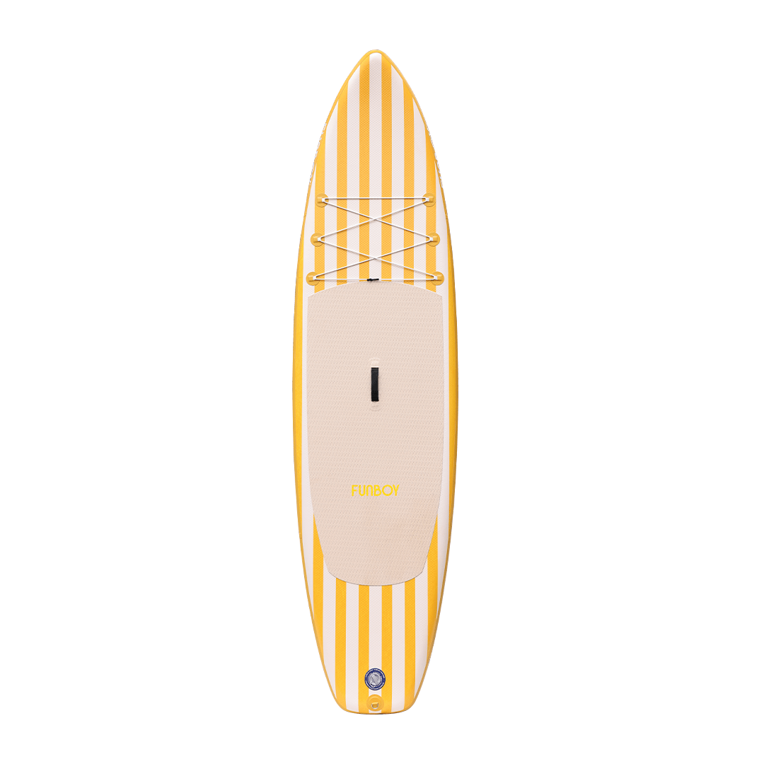 11"6' Yellow & White Cabana Striped Inflatable Stand Up Paddle Board