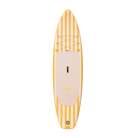 11"6' Yellow & White Cabana Striped Inflatable Stand Up Paddle Board