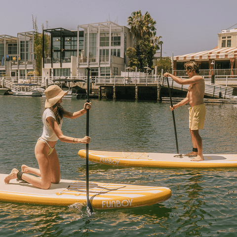 11"6' Yellow & White Cabana Striped Inflatable Stand Up Paddle Board