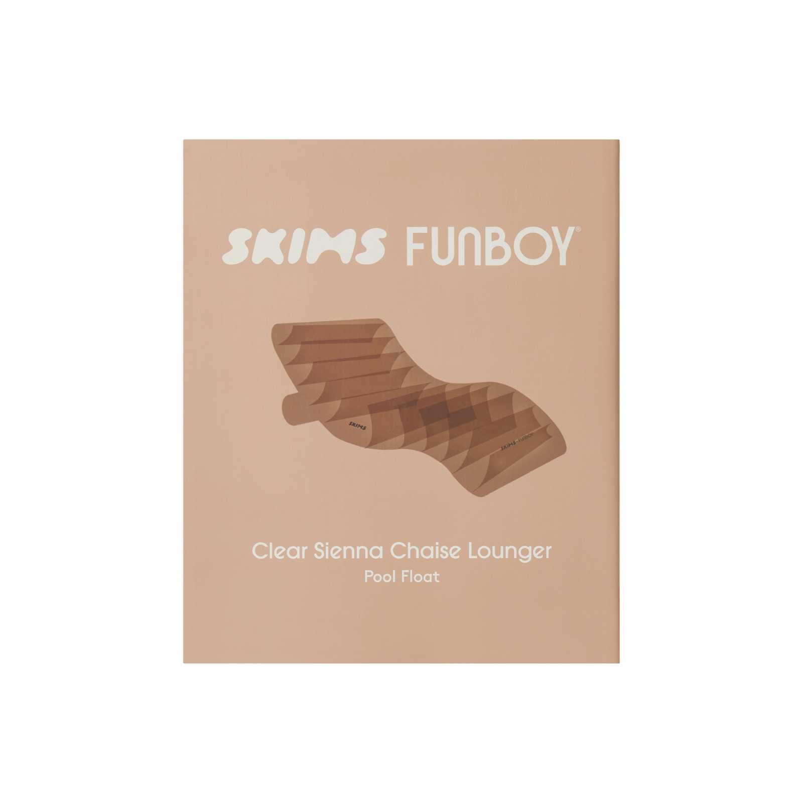 Brown inflatable pool lounger on a white background, SKIMS x FUNBOY