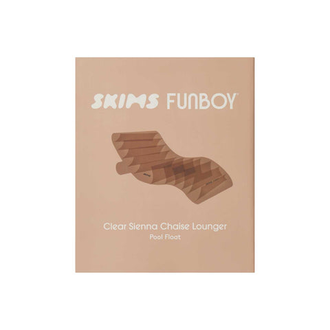 Brown inflatable pool lounger on a white background, SKIMS x FUNBOY