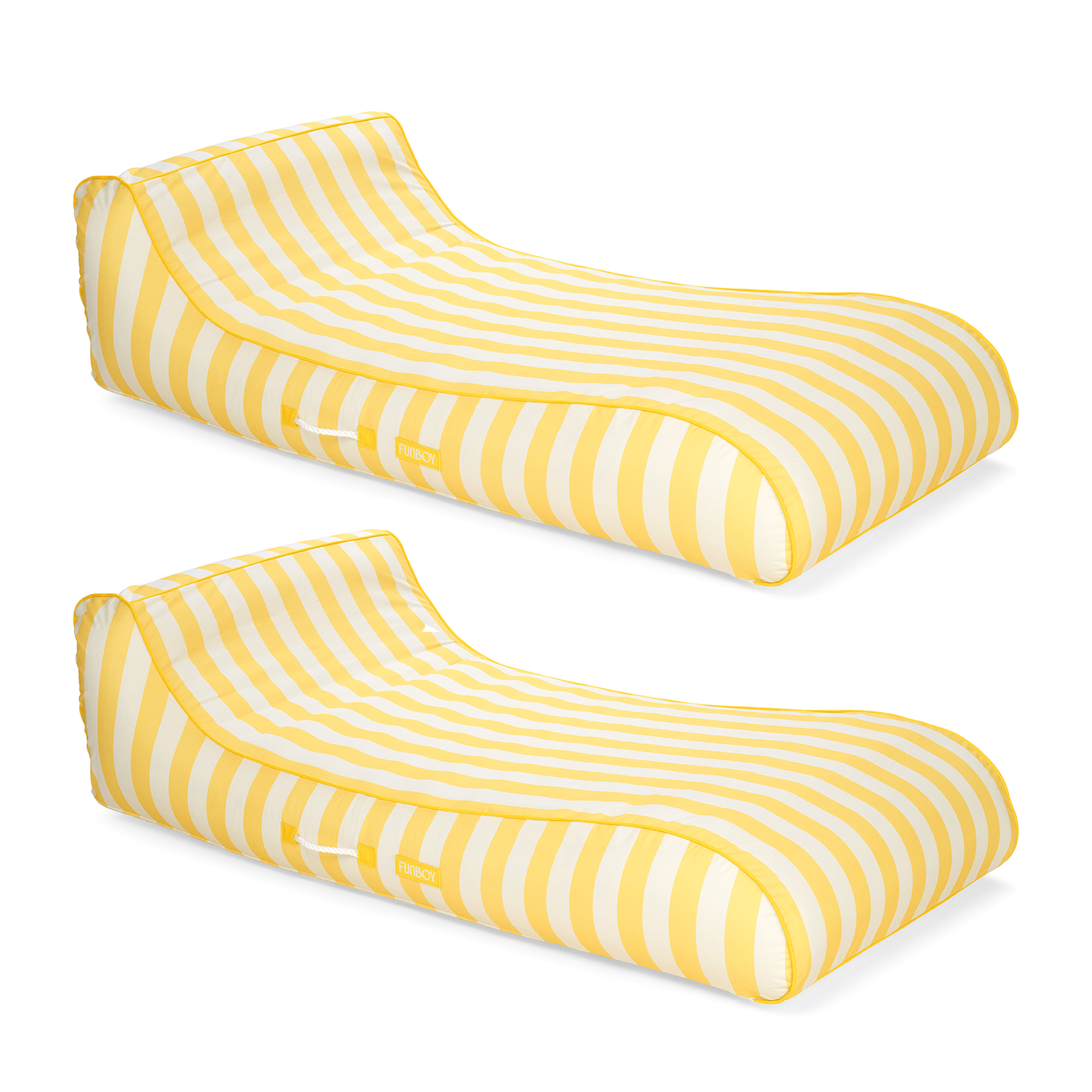 Yellow Striped Cabana Fabric Sunbed Lounger - 2 Pack