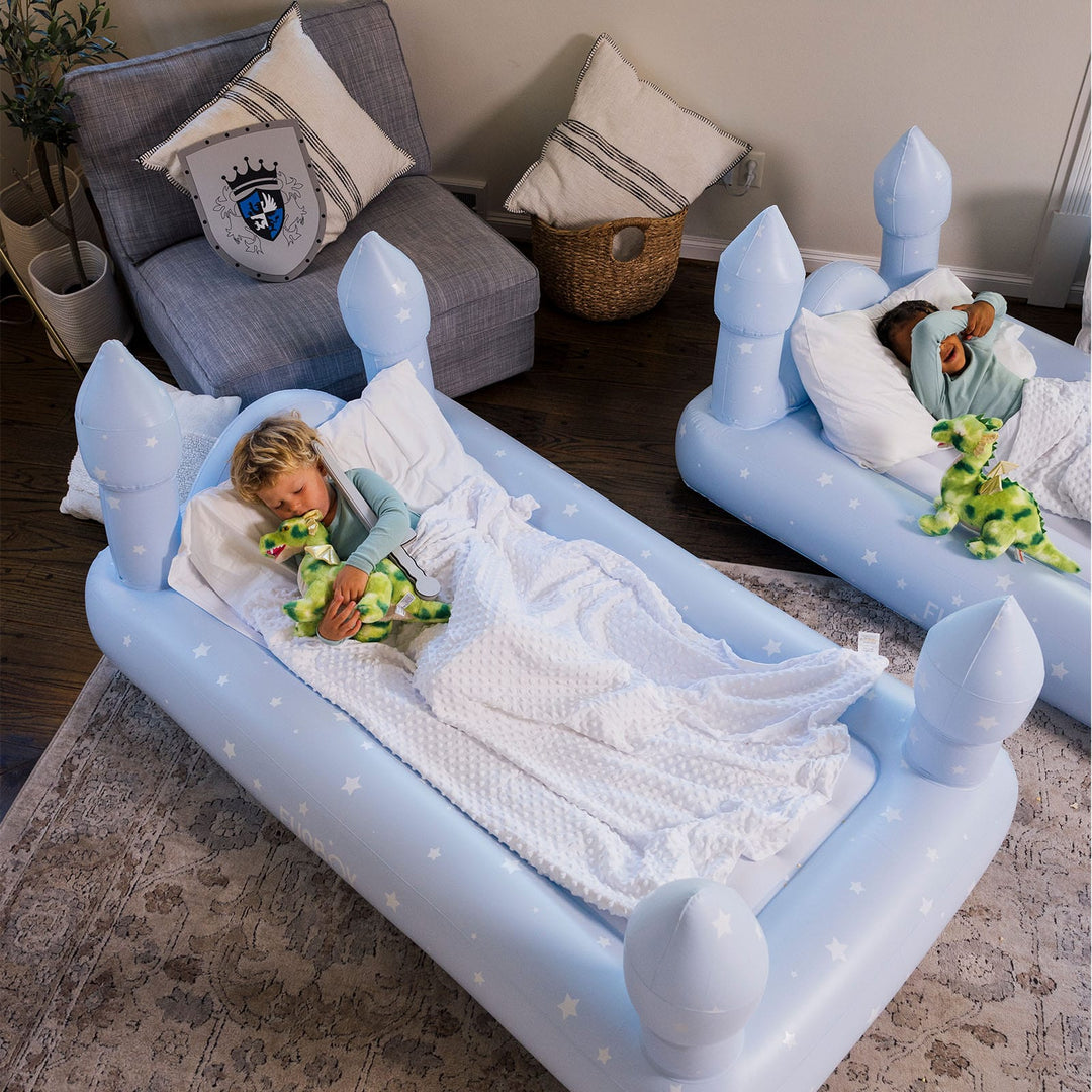 Child Inflatable Bed Sleepover Beds - Blue Castle, 2 Pack - FUNBOY