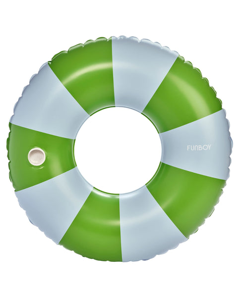 Green and white inflatable tube with Funboy branding on a white background
