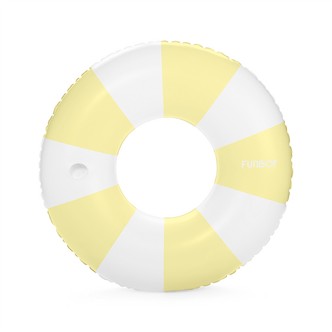 Classic Pool Ring. Yellow  & White Stripe Tube Float
