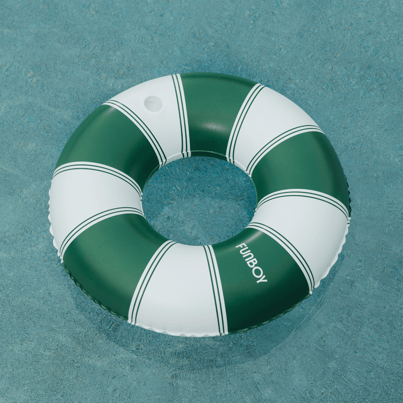 Vintage Green Stripe Inflatable Pool Float with Cup Holder 48