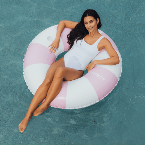 Giant Vintage Purple Stripe Inflatable Pool Float  with Cup Holder 48"