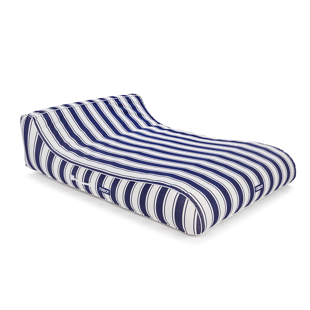 XL Fabric Covered Pool Float Sunbed Lounger - Navy Stripe 