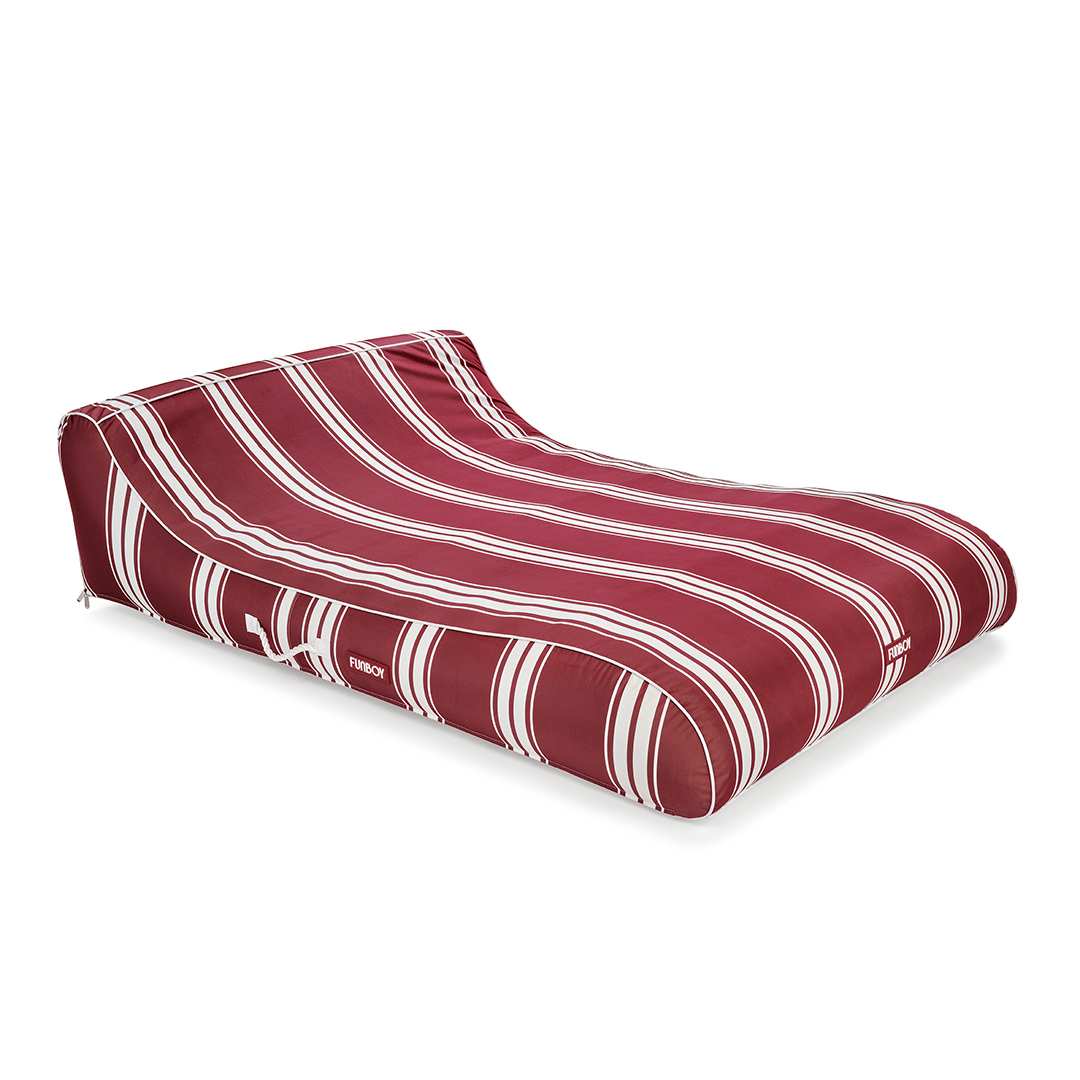 XL Fabric Covered Pool Float Sunbed Lounger - Red Stripe - FUNBOY