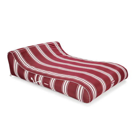 XL Fabric Covered Pool Float Sunbed Lounger - Red Stripe - FUNBOY