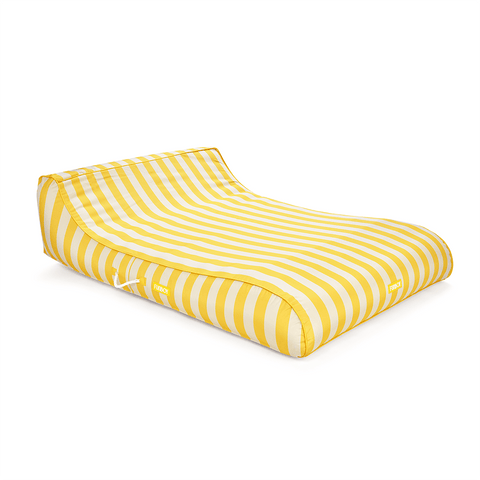 XL Fabric Covered Pool Float Sunbed Lounger - Yellow Cabana Stripes 