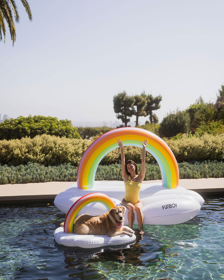 Inflatable Rainbow Cloud Pool Float for Dogs FUNBOY