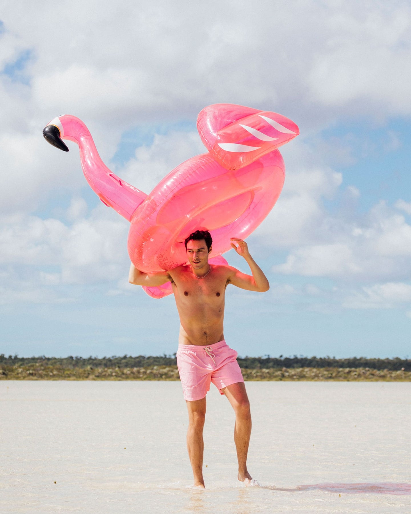 FUNBOY Clear Pink Glitter Flamingo Pool Float