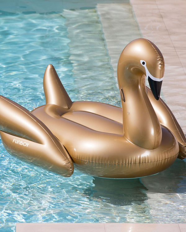 Giant Swan Pool Float, Metallic Gold FUNBOY - Main Image