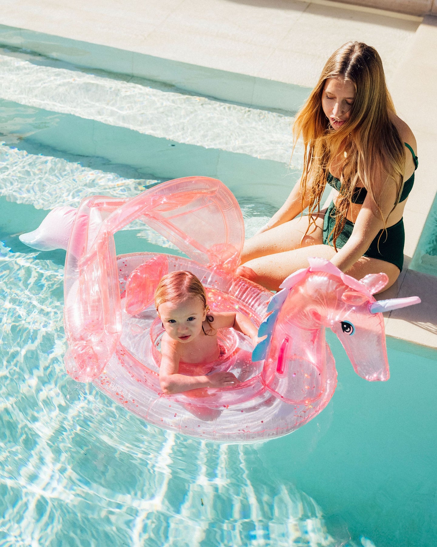 Baby Pool Float w/ Shade - Pink Unicorn