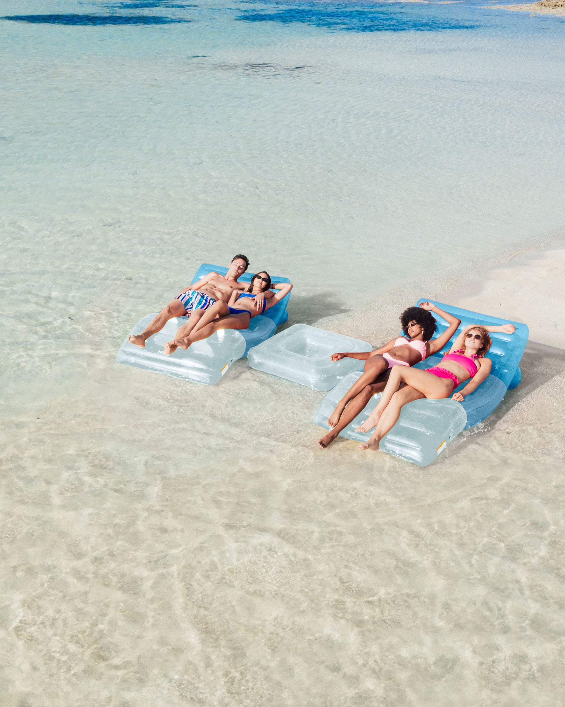 Clear Blue Chaise Lounger Pool Float 2 Pack FUNBOY