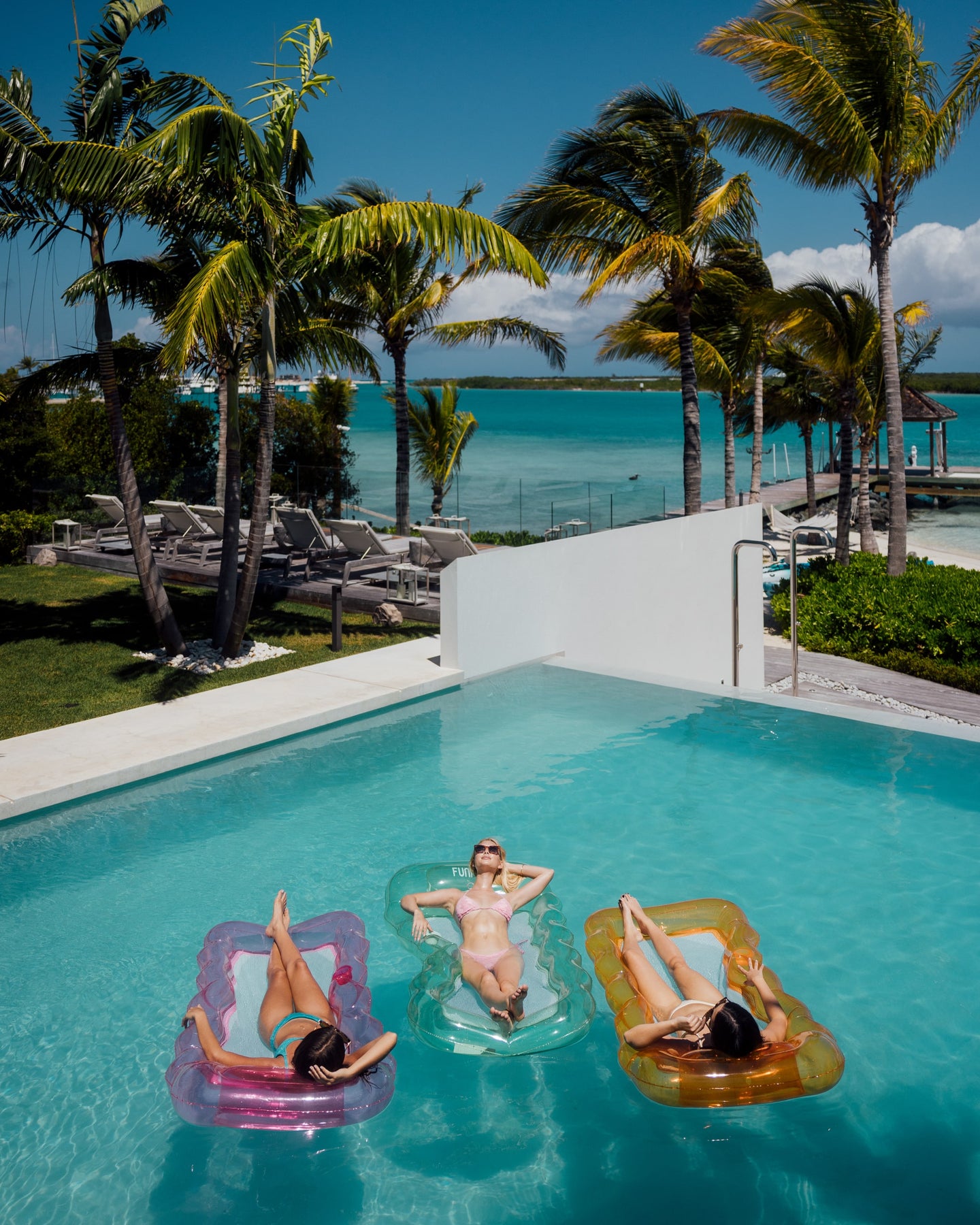 Best Pool Float - Clear Orange Sherbet Mint Pink Mesh Lounger