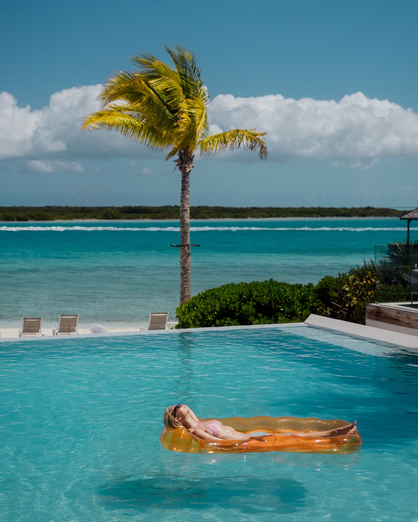 Best Pool Float - Clear Orange Sherbet  Mesh Lounger