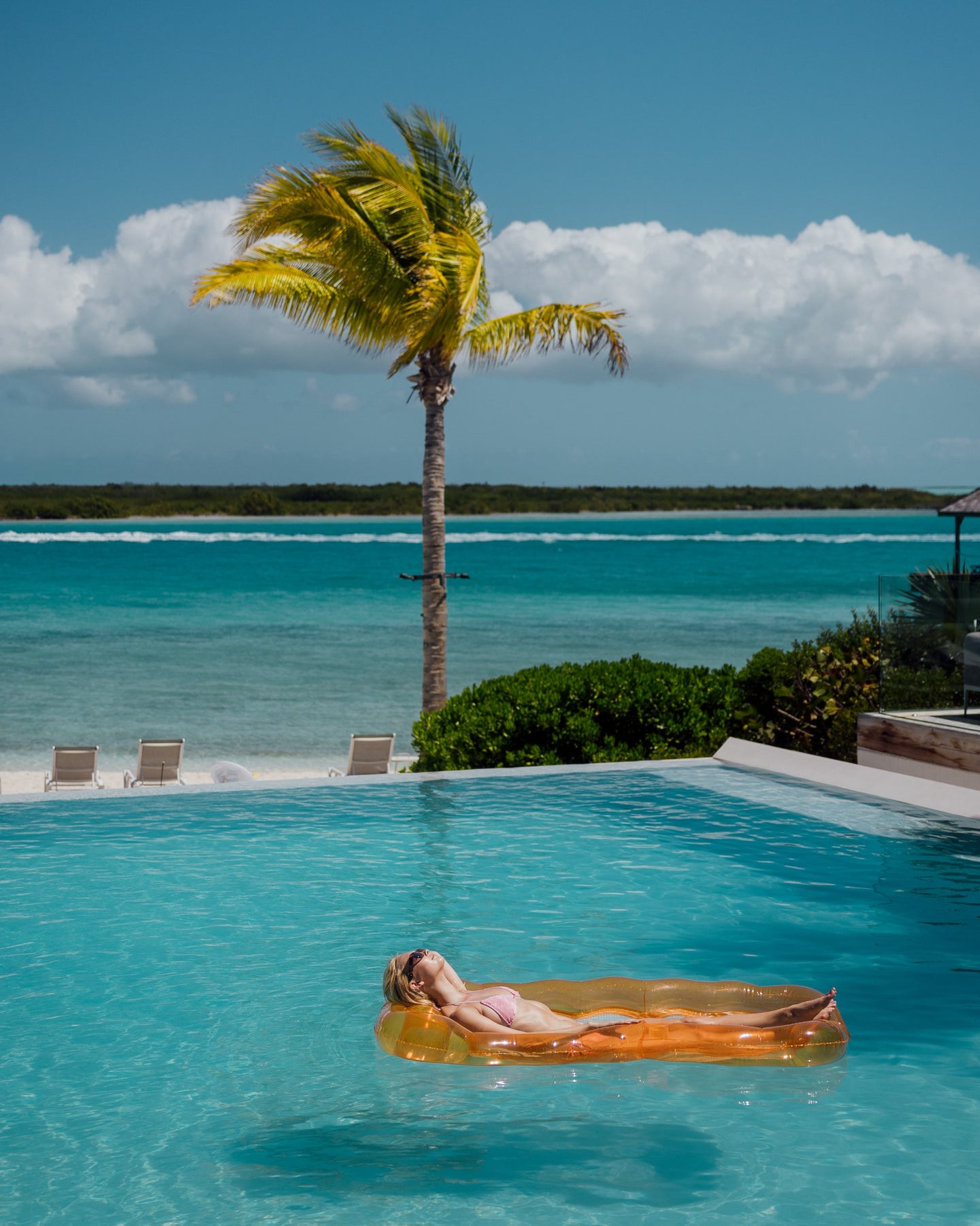 Best Pool Float - Clear Orange Sherbet Mint Pink Mesh Lounger