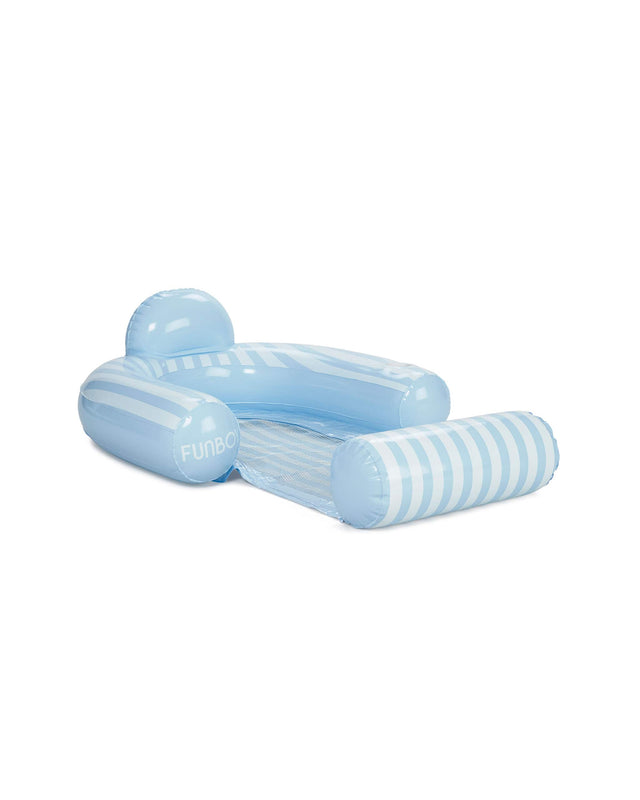Blue & White Stripe Coastal Mesh Chair Pool Float - FUNBOY