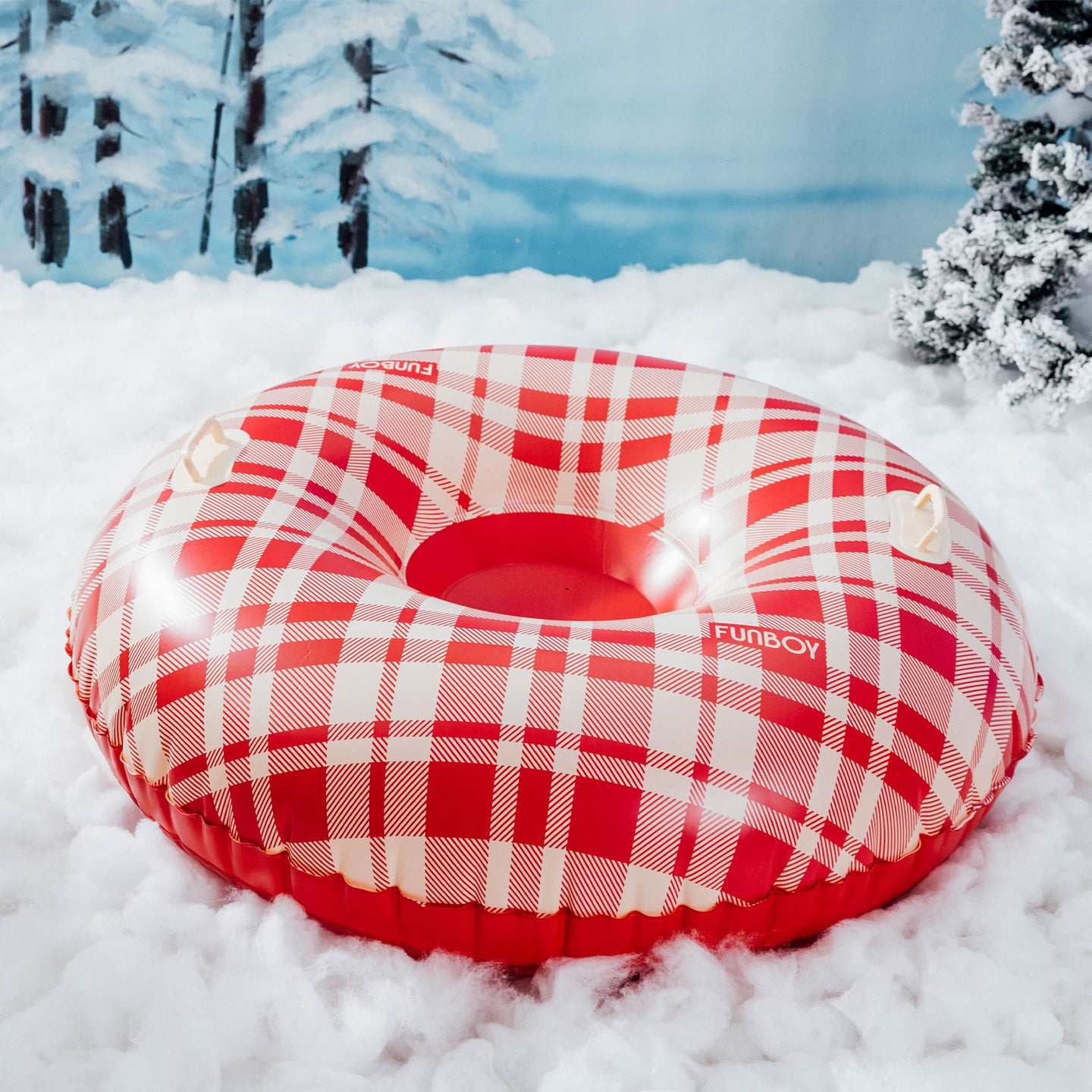 Retro Plaid Inflatable Snow Tube for Sledding