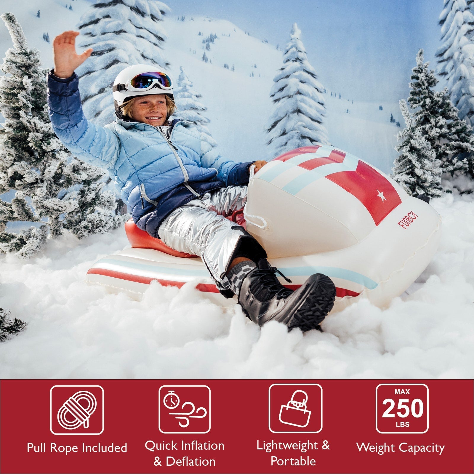 Kids Snow Sled Red Racer - 2 Pack - FUNBOY