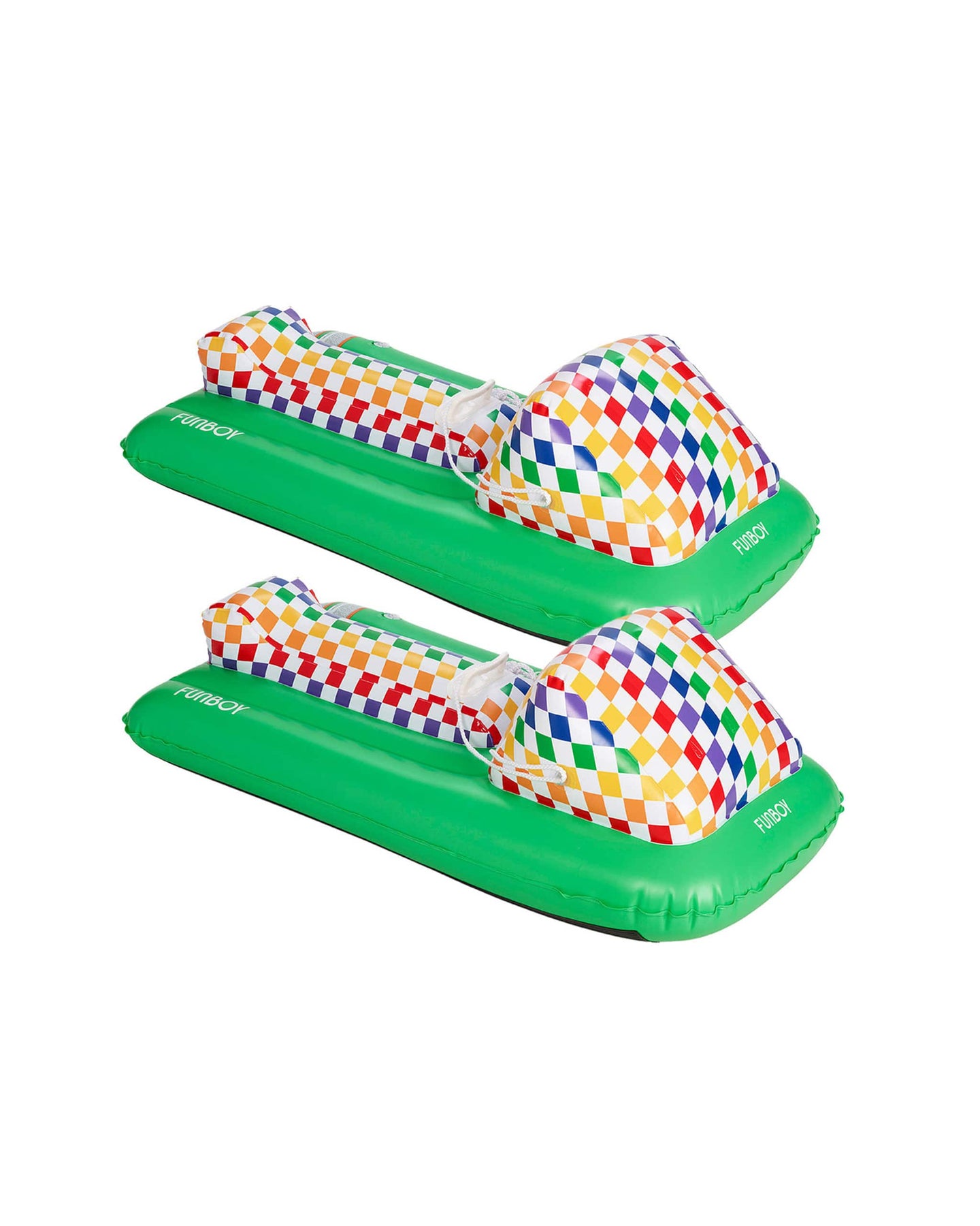 Kids Snow Sled - Rainbow Checked - 2 Pack