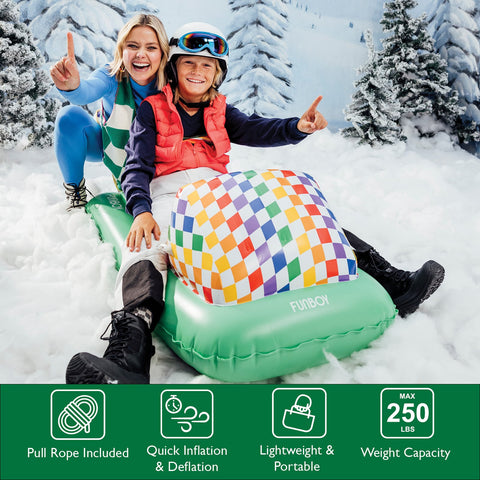 FUNBOY  Sled Winter Snow Sled. Pull Rope Included. Quick Inflation & Deflation. Lightweight & Portable. 250 lb weight capacity.
