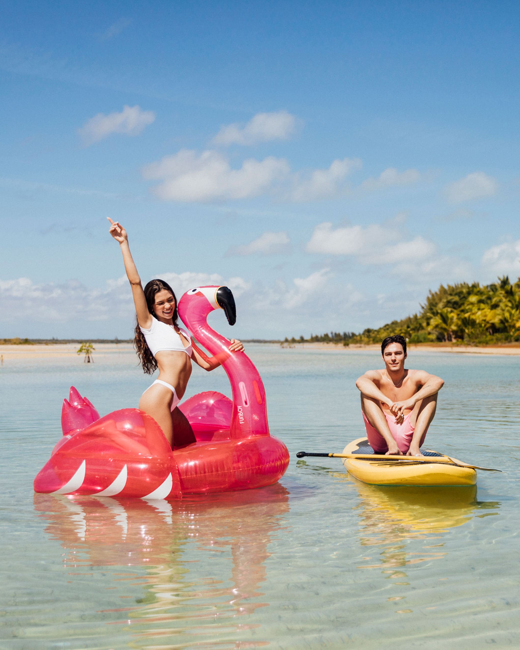 Pink flamingo inflatable pool float