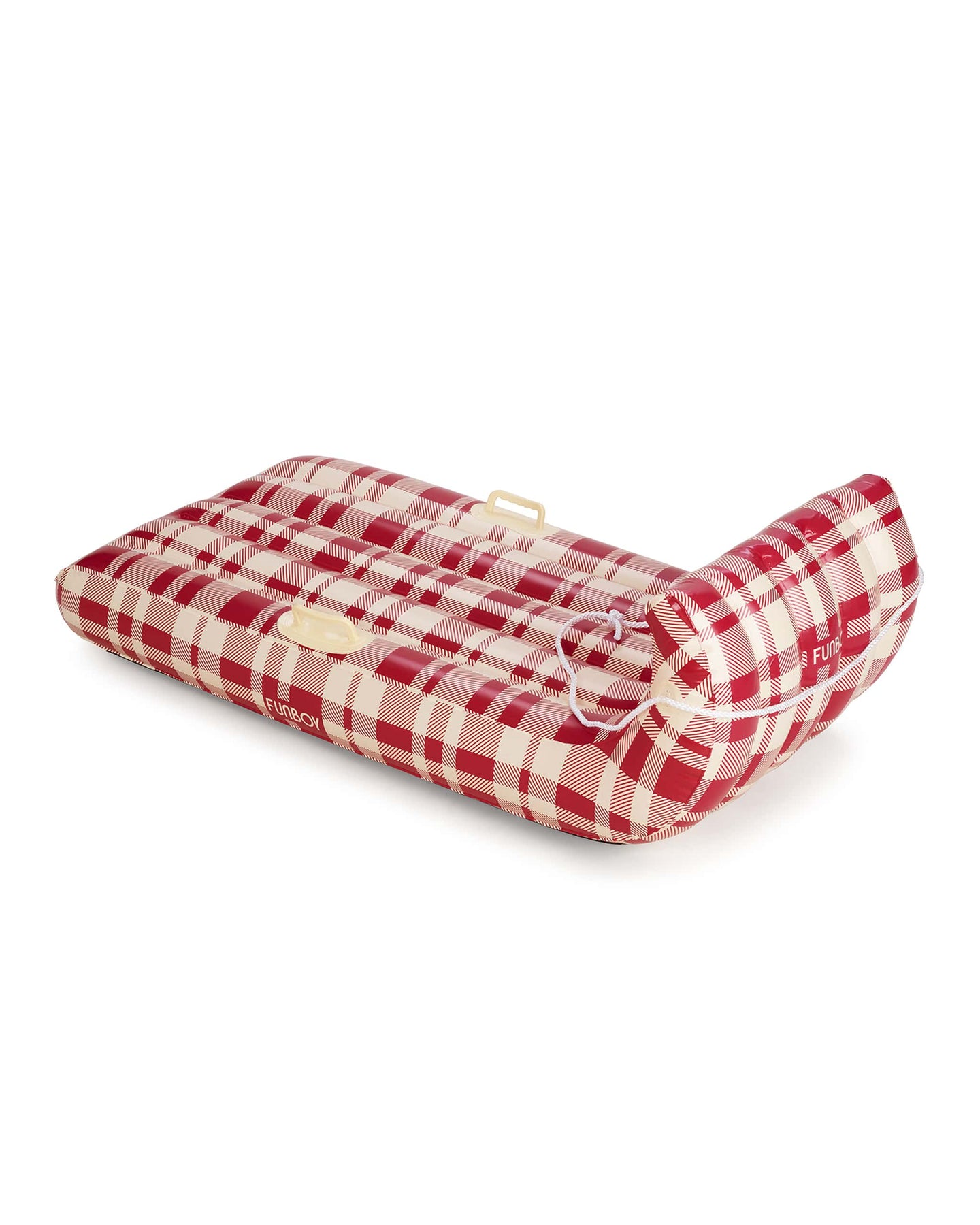 Funboy Inflatable Red Plaid Toboggan Snow Sled