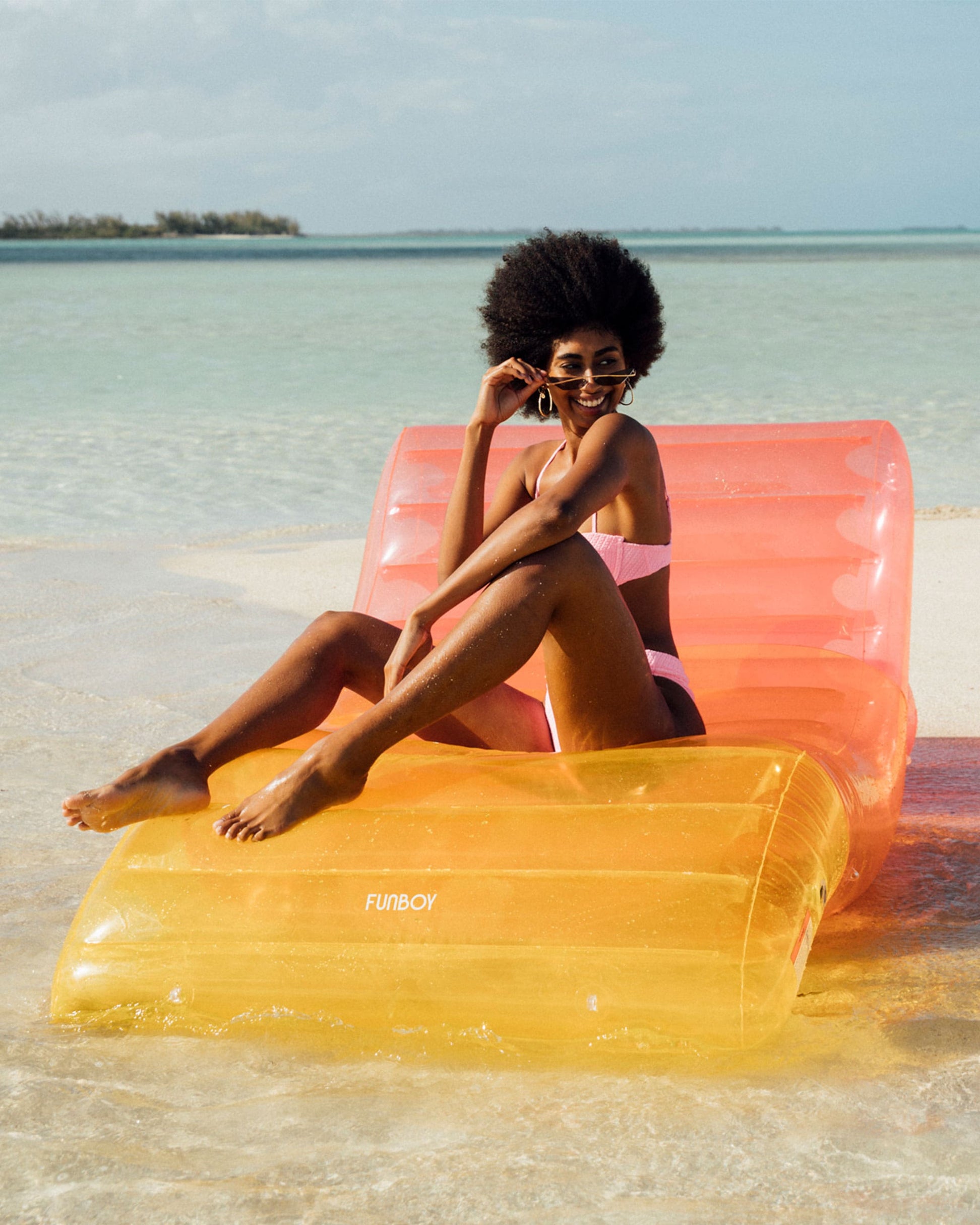 Clear Rainbow, 70" Long Clear Rainbow Chaise Lounger Pool Float