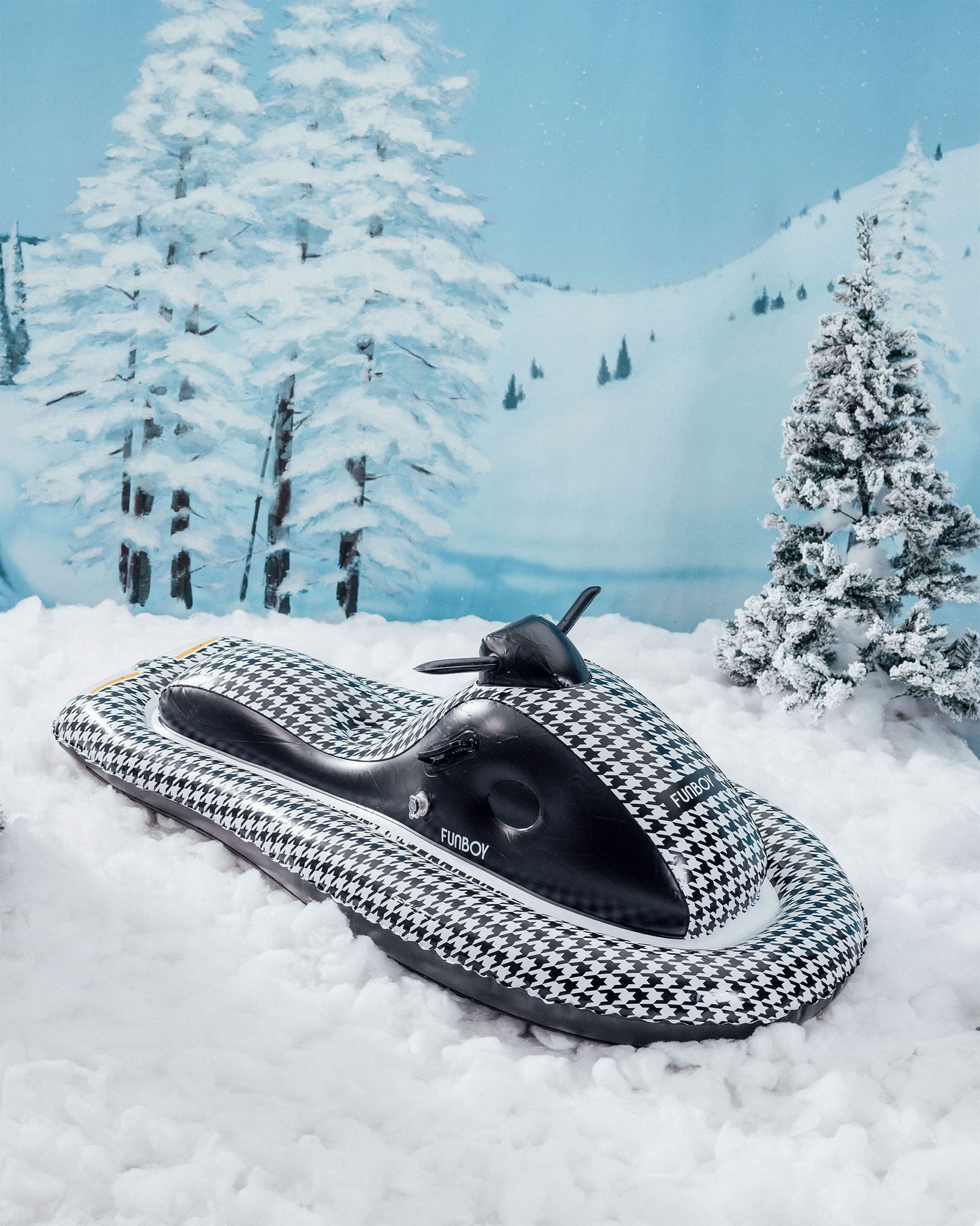 FUNBOY Black Houndstooth Midnight Racer Snowmobile Sled