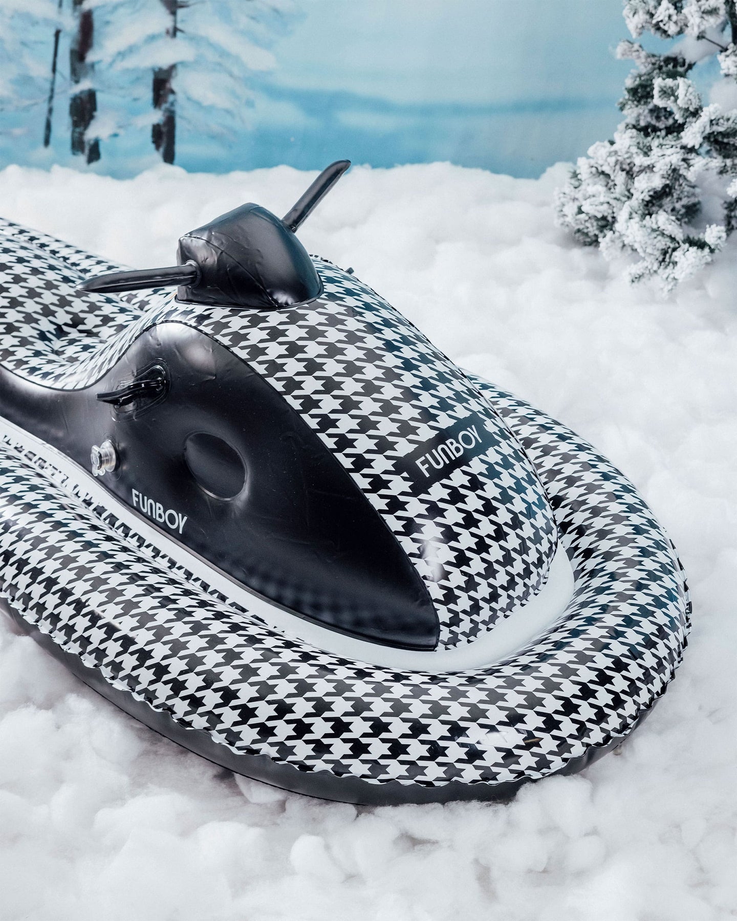 FUNBOY Black Houndstooth Midnight Racer Snowmobile Sled