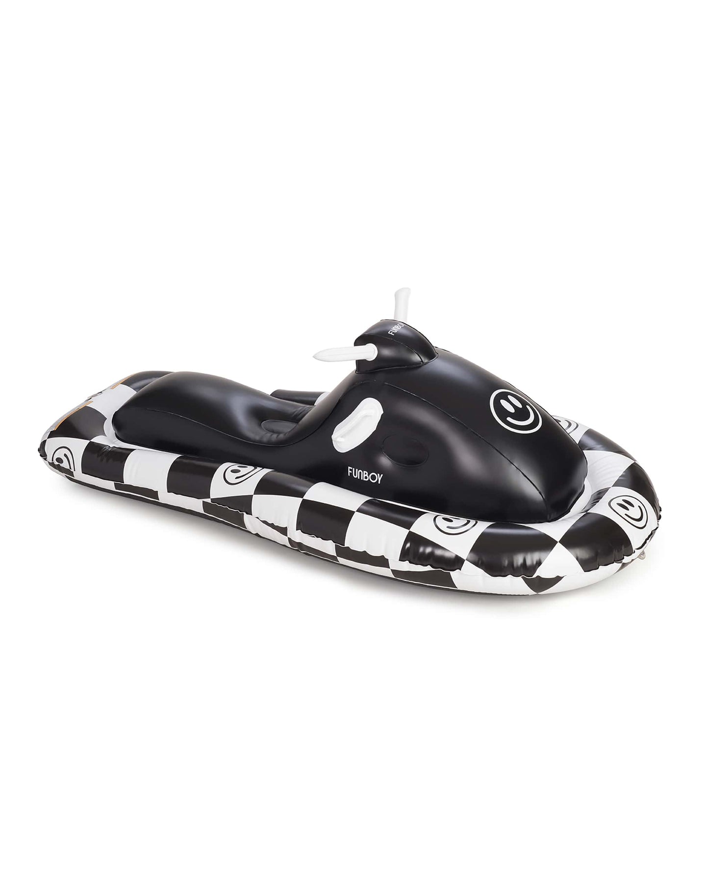 Snowmobile Sled - Black and White Happy Face