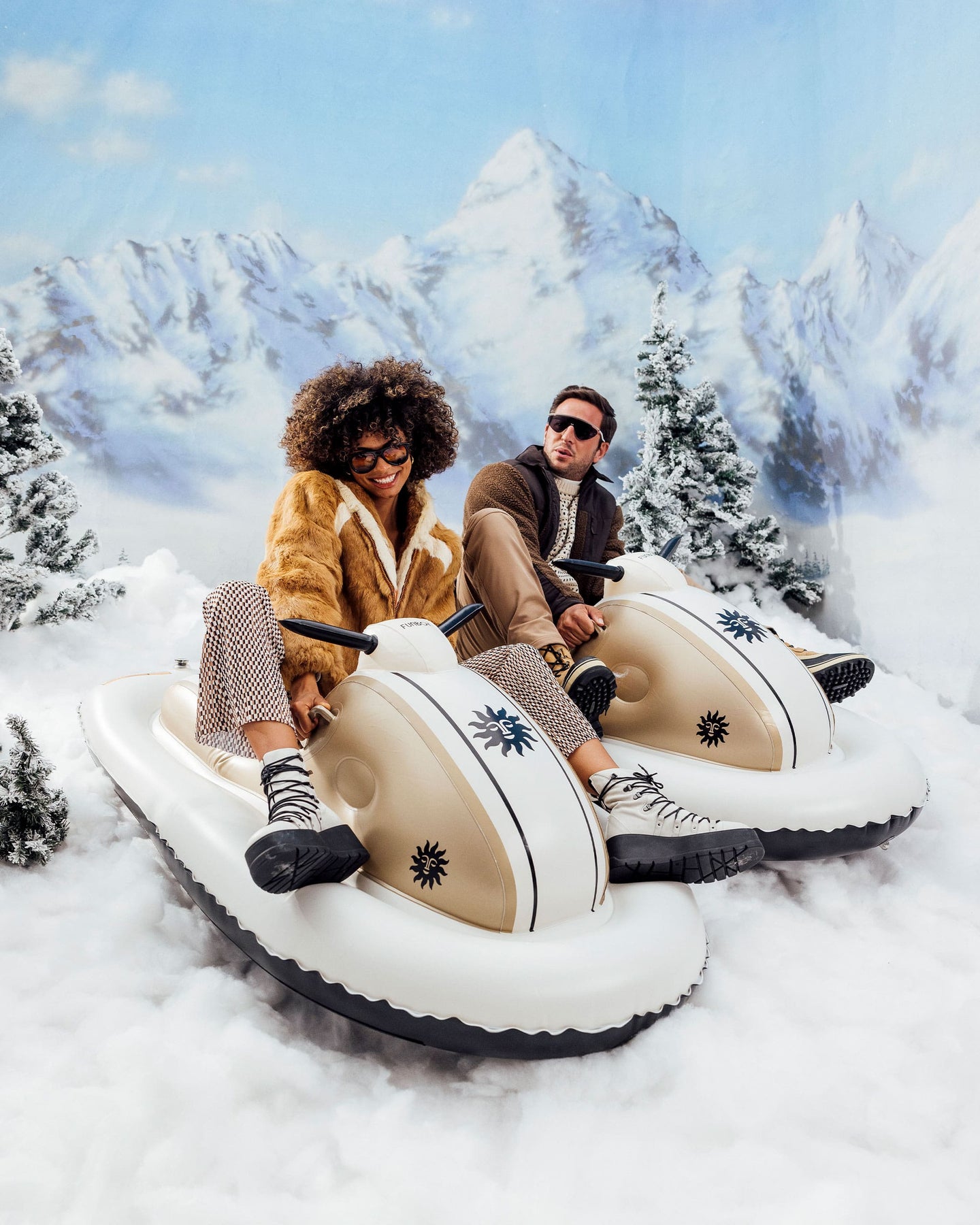 Winter Snow Sled - Gold Snowmobile